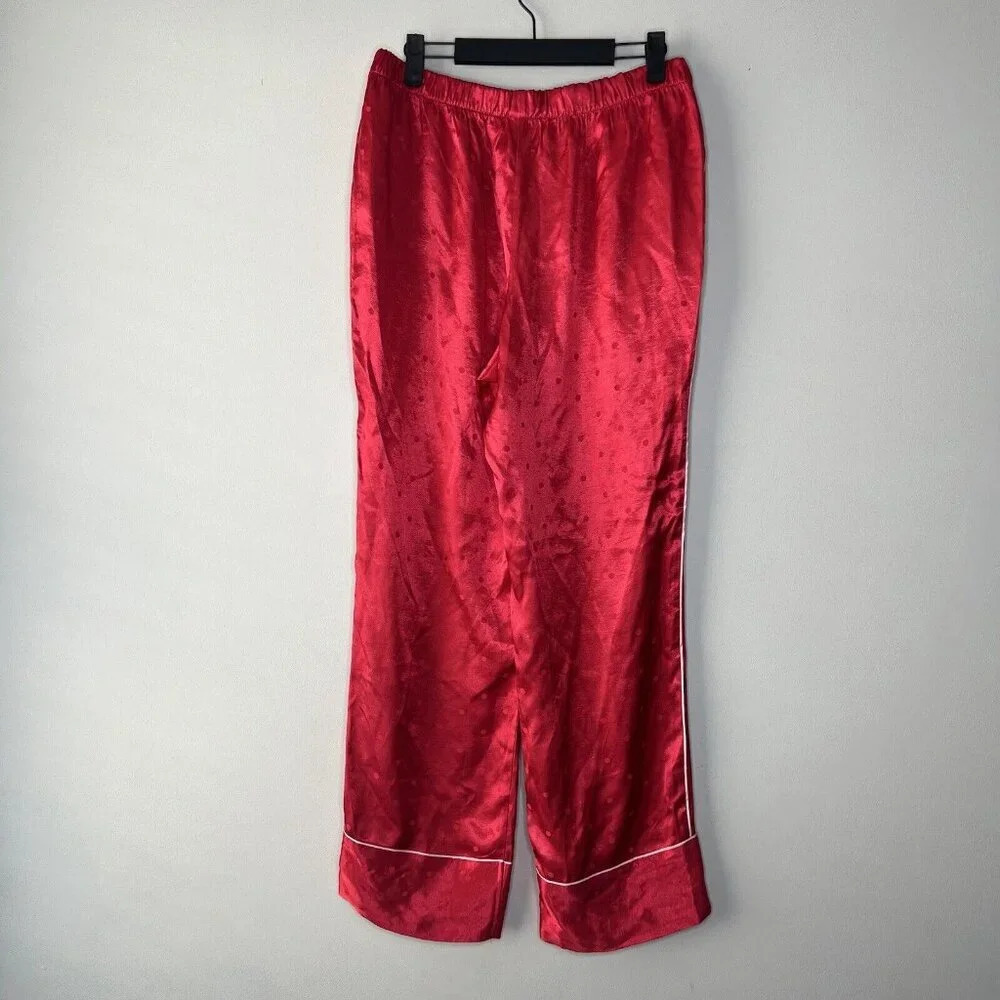 Victoria’s Secret Satin Silky Red Pajama Pants Pila Dot With Pockets Sz M - Picture 8 of 10